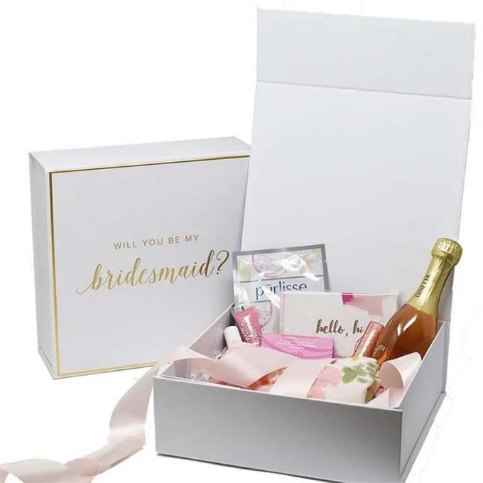 High Quality Hand Made Beautiful Custom Luxury Packaging White Cardboard Magnetic Closure Gift Perfume Cosmetic Box for Bridesmaid Mother′s Day Valentine′s Day