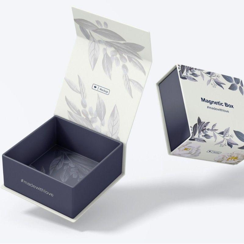 Boîte à cadeaux magnétique à deux côtés, estampage à chaud, bijoux personnalisés, parfums, boîte à cadeaux