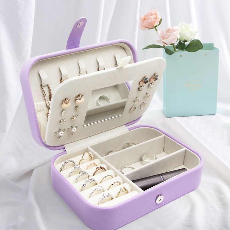 Portable Carré Mini bijoux sac de voyage bagues boucles d'oreilles collier fête de mariage boîte cadeau