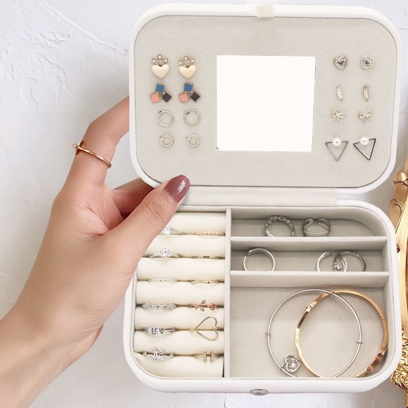 Portable Carré Mini bijoux sac de voyage bagues boucles d'oreilles collier fête de mariage boîte cadeau