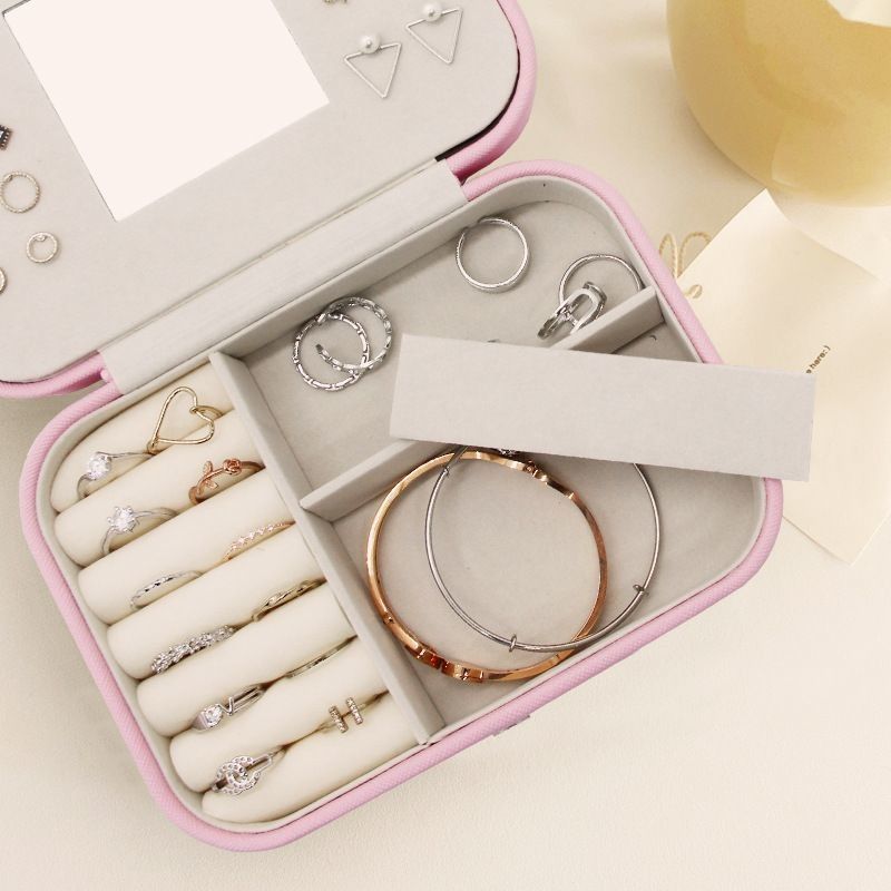 Portable Carré Mini bijoux sac de voyage bagues boucles d'oreilles collier fête de mariage boîte cadeau