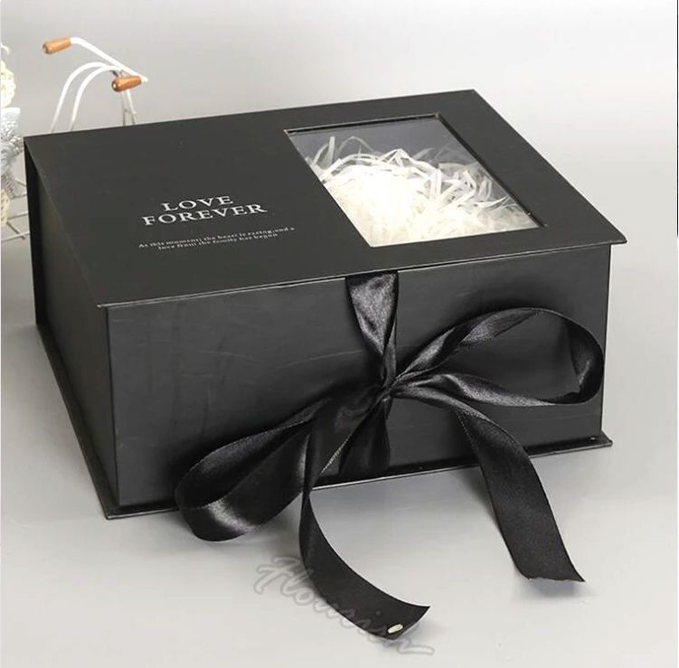 Boîte cadeau de fleurs de couleur personnalisée Emballage avec fenêtre transparente et ruban Eco-friendly