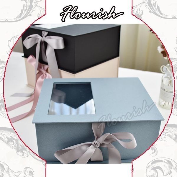 Boîte cadeau de fleurs de couleur personnalisée Emballage avec fenêtre transparente et ruban Eco-friendly