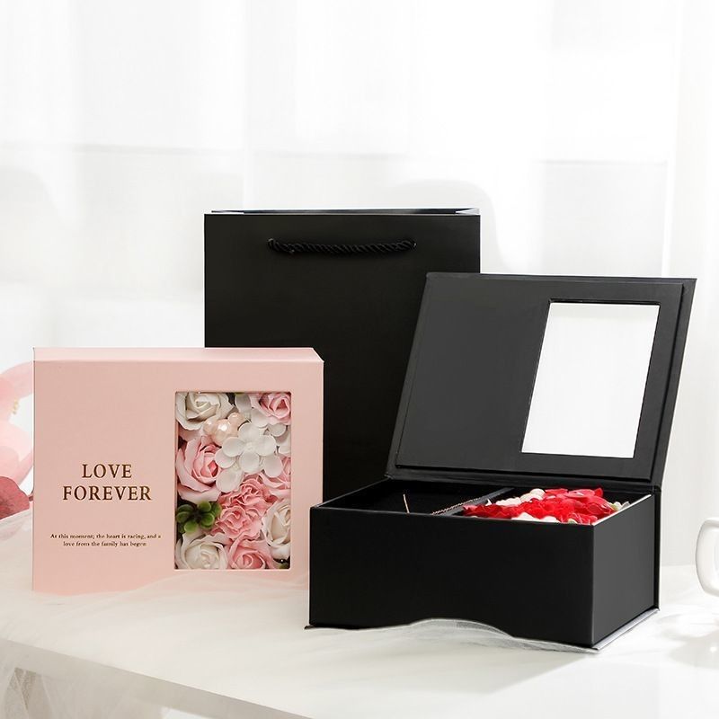 Boîte cadeau de fleurs de la Saint-Valentin en carton noir de luxe 1,0 à 3,0 mm d'épaisseur