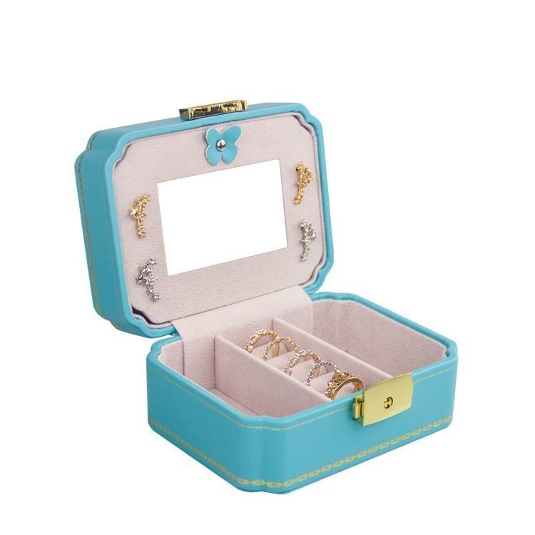 Boîte personnalisée Boîte de bijoux en PU créative pour bijoux européens Boucle d'oreille de voyage portable Boîte de rangement de bijoux Boîte de rangement double