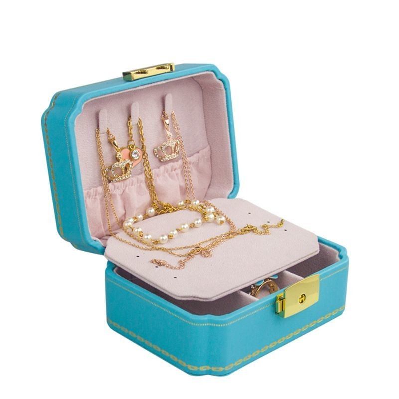Boîte personnalisée Boîte de bijoux en PU créative pour bijoux européens Boucle d'oreille de voyage portable Boîte de rangement de bijoux Boîte de rangement double