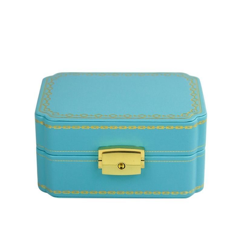 Boîte personnalisée Boîte de bijoux en PU créative pour bijoux européens Boucle d'oreille de voyage portable Boîte de rangement de bijoux Boîte de rangement double
