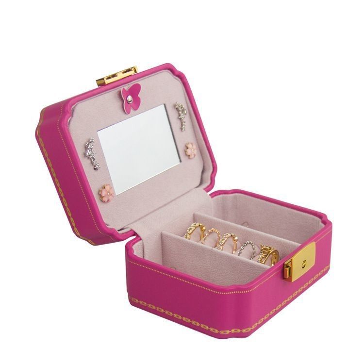Boîte personnalisée Boîte de bijoux en PU créative pour bijoux européens Boucle d'oreille de voyage portable Boîte de rangement de bijoux Boîte de rangement double
