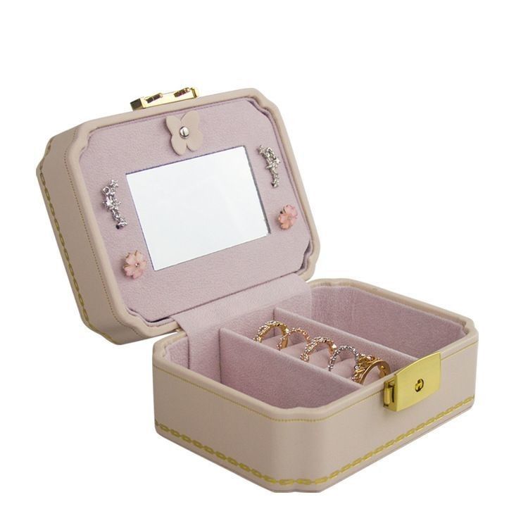 Boîte personnalisée Boîte de bijoux en PU créative pour bijoux européens Boucle d'oreille de voyage portable Boîte de rangement de bijoux Boîte de rangement double