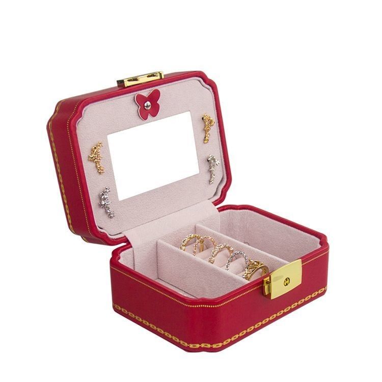 Boîte personnalisée Boîte de bijoux en PU créative pour bijoux européens Boucle d'oreille de voyage portable Boîte de rangement de bijoux Boîte de rangement double