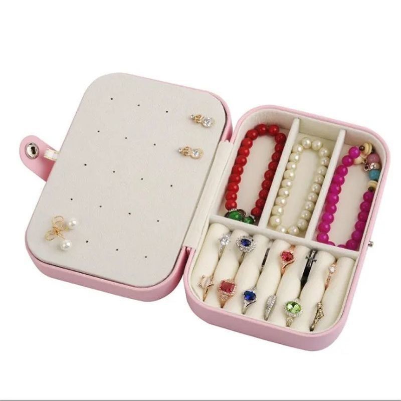 Logo personnalisé Box d'emballage de bijoux de luxe en cuir en PU Flocking Case de stockage Boîte cadeau pour bijoux Collier Ring