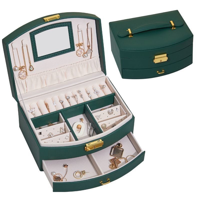 Boîte à bijoux de luxe en cuir en PU Boîte à bijoux en cuir pour rangement d'anneau / collier