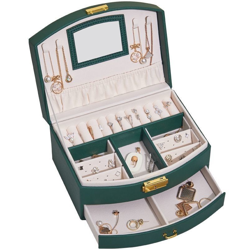 Boîte à bijoux de luxe en cuir en PU Boîte à bijoux en cuir pour rangement d'anneau / collier