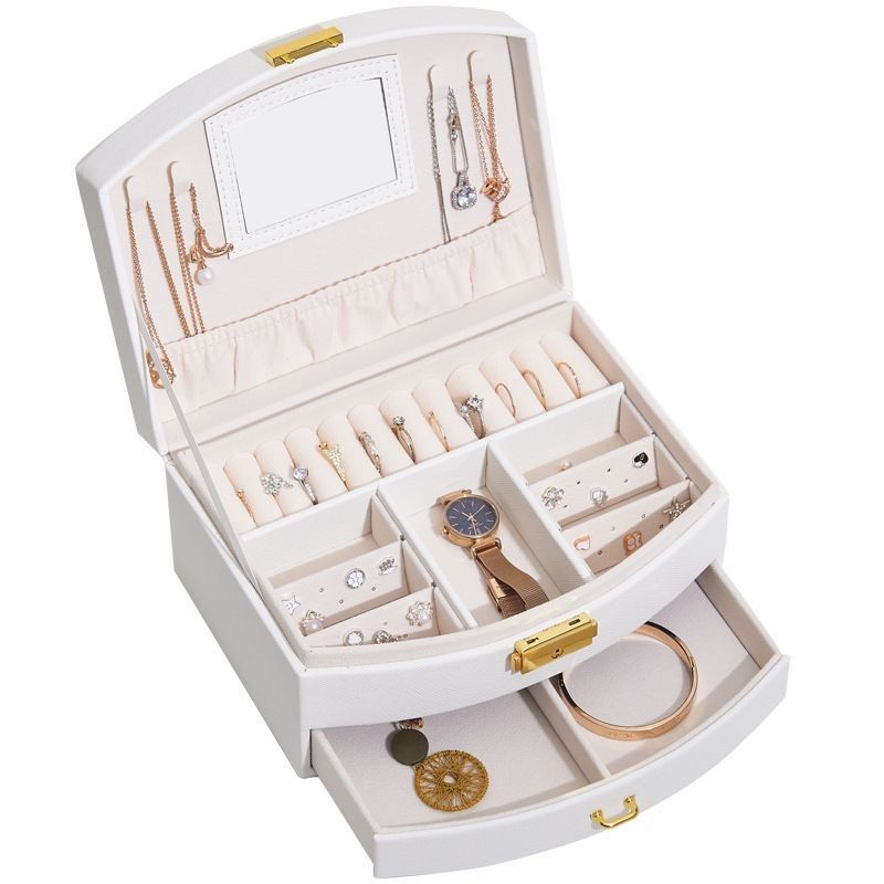 Boîte à bijoux de luxe en cuir en PU Boîte à bijoux en cuir pour rangement d'anneau / collier