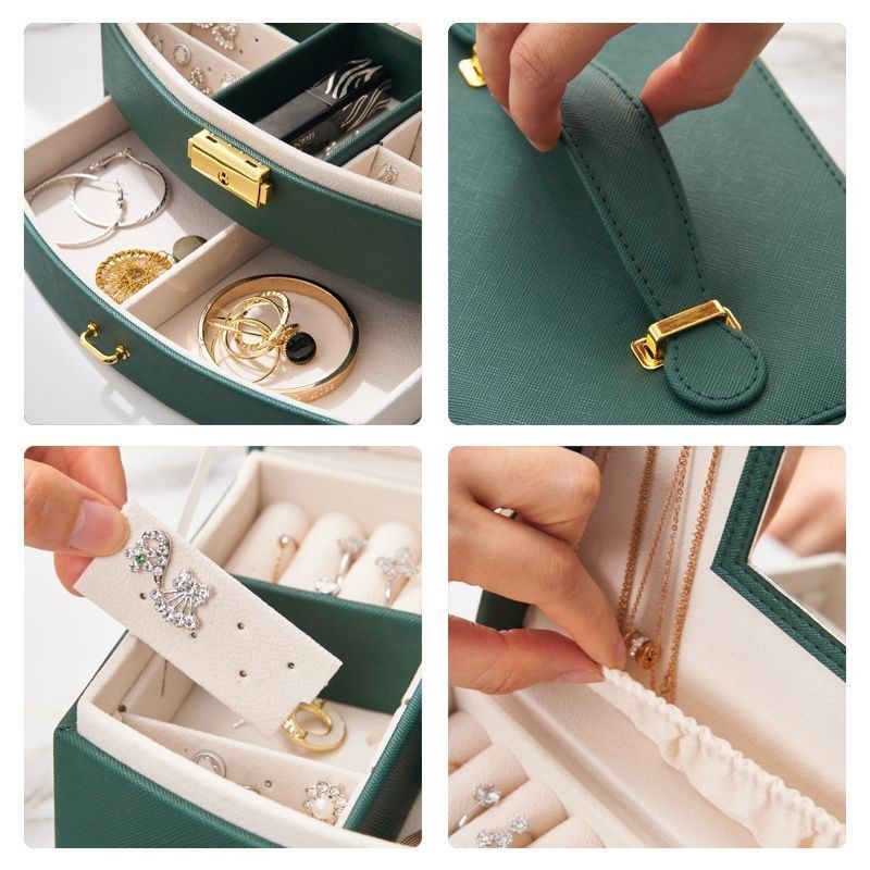 Boîte à bijoux de luxe en cuir en PU Boîte à bijoux en cuir pour rangement d'anneau / collier