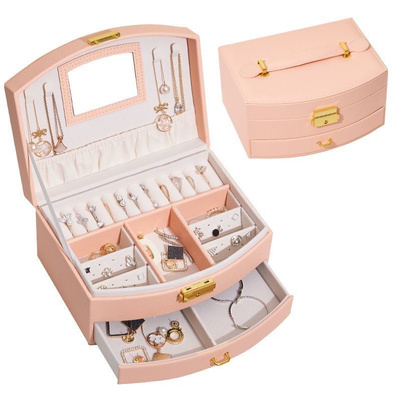 Boîte à bijoux de luxe en cuir en PU Boîte à bijoux en cuir pour rangement d'anneau / collier