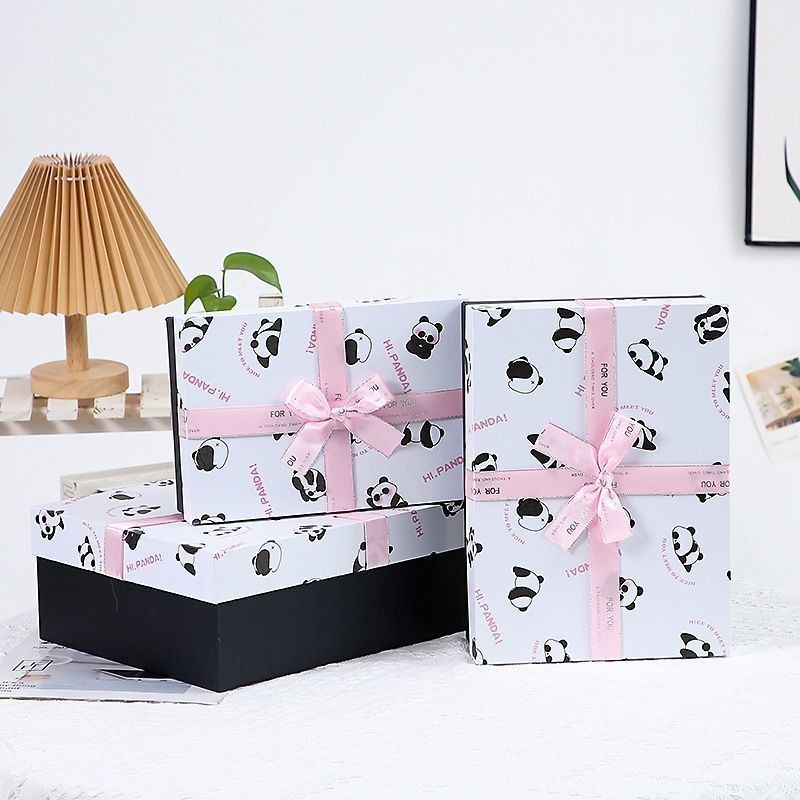 Boîte cadeau à ruban, cravate, cravate, couvercle et base Boîtes cadeau en papier de luxe