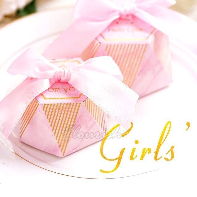 Boîte cadeau personnalisée en papier rose à imprimer à chaud Bowknot Type Bonbons Boîtes cadeau