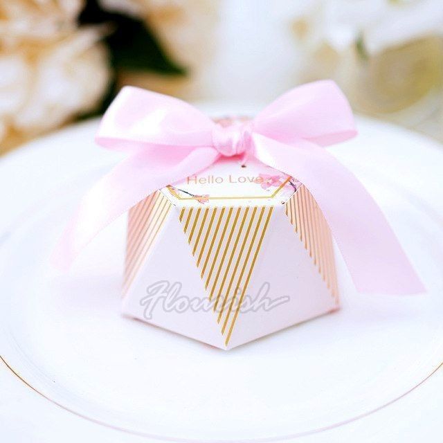 Boîte cadeau personnalisée en papier rose à imprimer à chaud Bowknot Type Bonbons Boîtes cadeau
