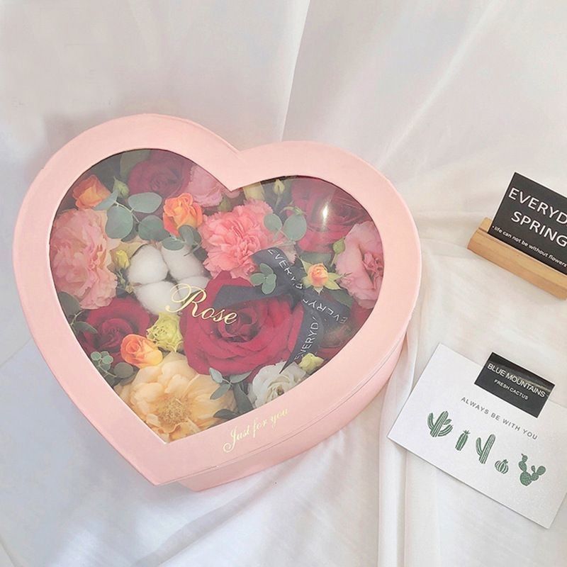 Impression offset Carton en forme de cœur Boîte à fleurs Boîte à cadeaux en papier