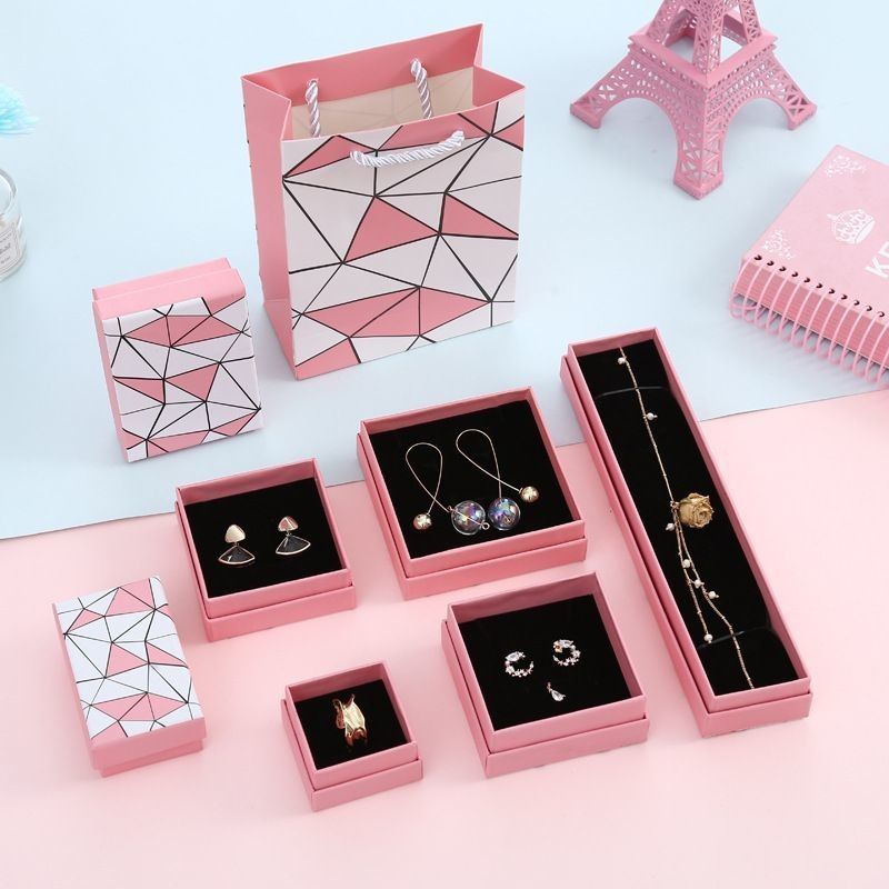 Boîtes à bijoux en papier à imprimer à chaud Boîtes à collier couvercle et base Carton Boîtes cadeau