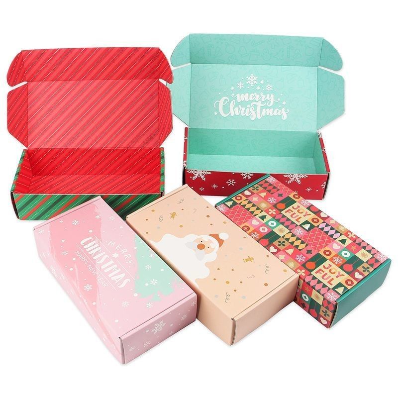 Livraison sur mesure cadeau de Noël imprimé papier kraft carton ondulé pour emballage cosmétique et alimentaire
