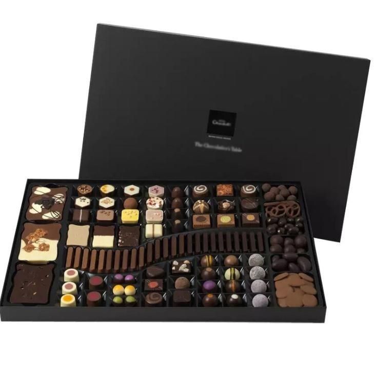 Carton cadeau personnalisé en papier noir boîtes d'emballage magnétique pour nourriture et bonbons