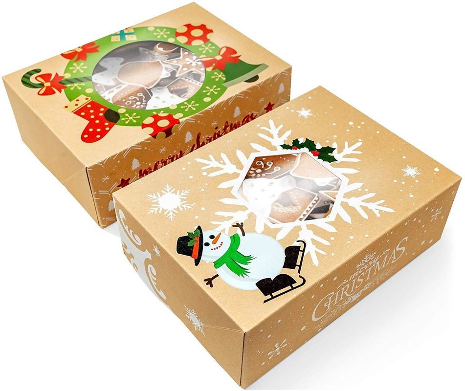Carton cadeau de Noël pliable Kraft Emballage pour les gâteaux au chocolat Boulangerie Dessert