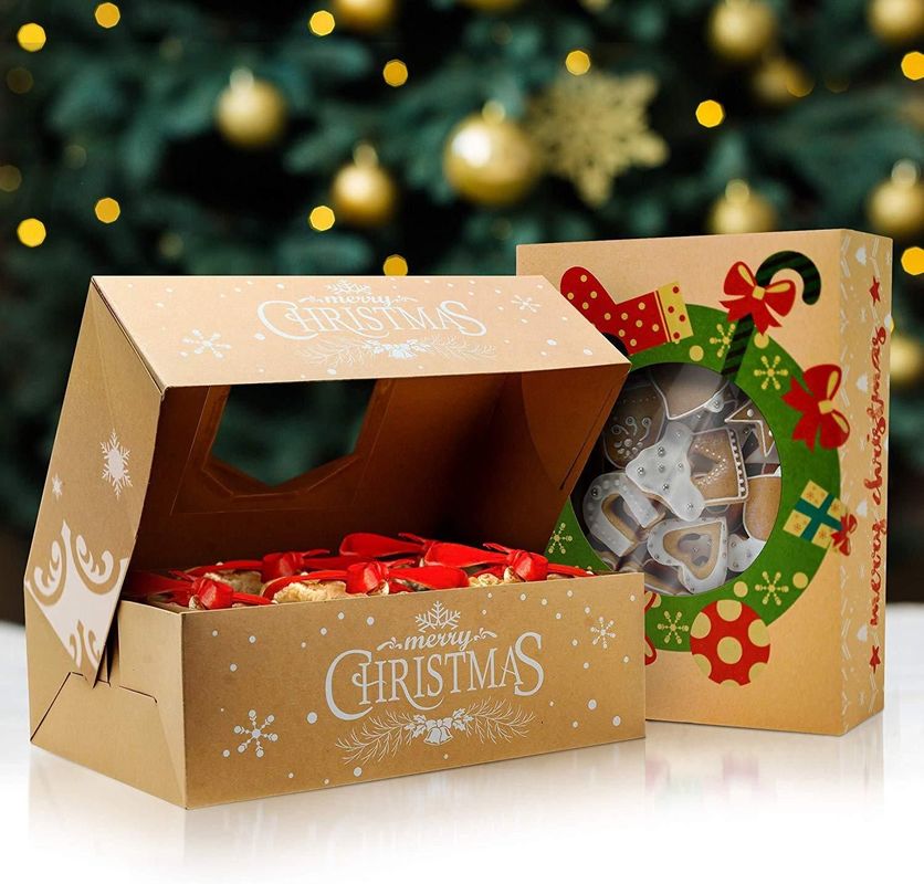 Carton cadeau de Noël pliable Kraft Emballage pour les gâteaux au chocolat Boulangerie Dessert