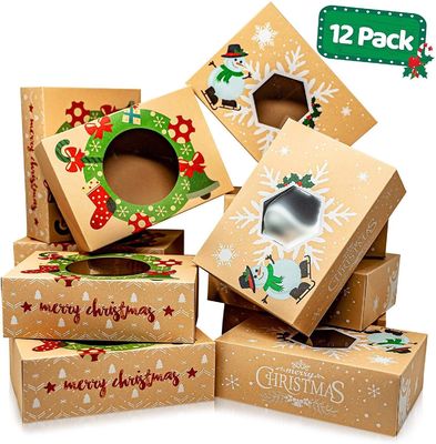 Carton cadeau de Noël pliable Kraft Emballage pour les gâteaux au chocolat Boulangerie Dessert