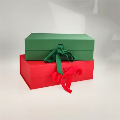 Boîte cadeau en papier cartonné magnétique pliable avec poignée de ruban pour bijoux